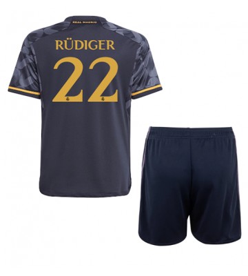 Lacne Dětský Futbalové dres Real Madrid Antonio Rudiger #22 2023-24 Krátky Rukáv - Preč (+ trenírky)